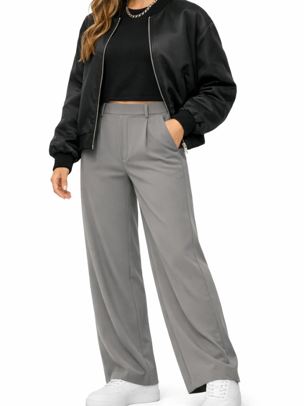 NWOT Halara Flex DayStretch Silent Storm Gray Straight Leg Work Pants S Tailored